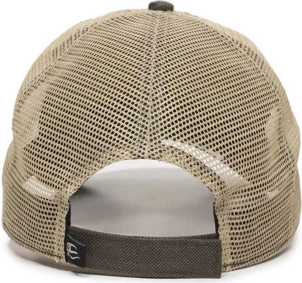 OC Sports WCV-100M Adjustable Mesh Back Weathered Look Cap - Charcoal Khaki - Dark Gray Khaki / 6 7/8’’ - 7 1/2’’