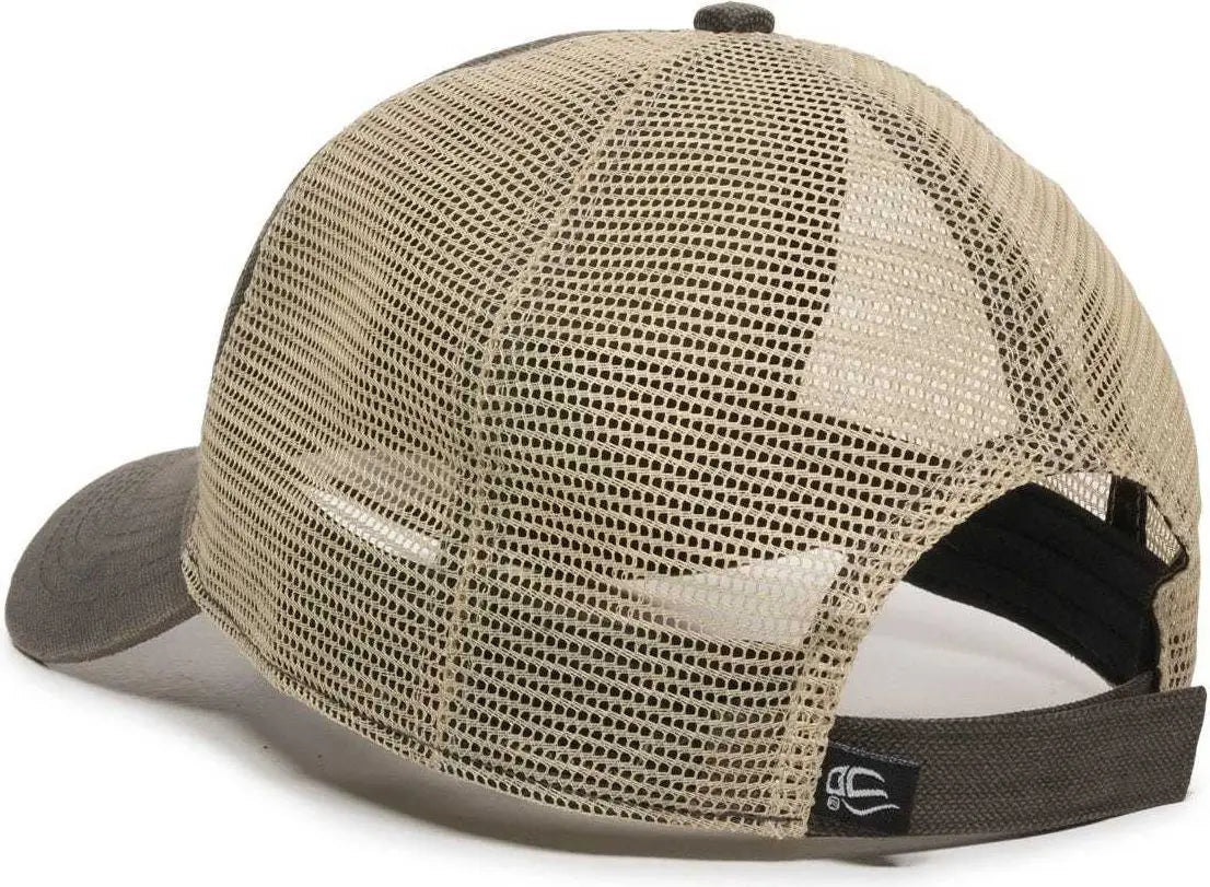 OC Sports WCV-100M Adjustable Mesh Back Weathered Look Cap - Charcoal Khaki - Dark Gray Khaki / 6 7/8’’ - 7 1/2’’
