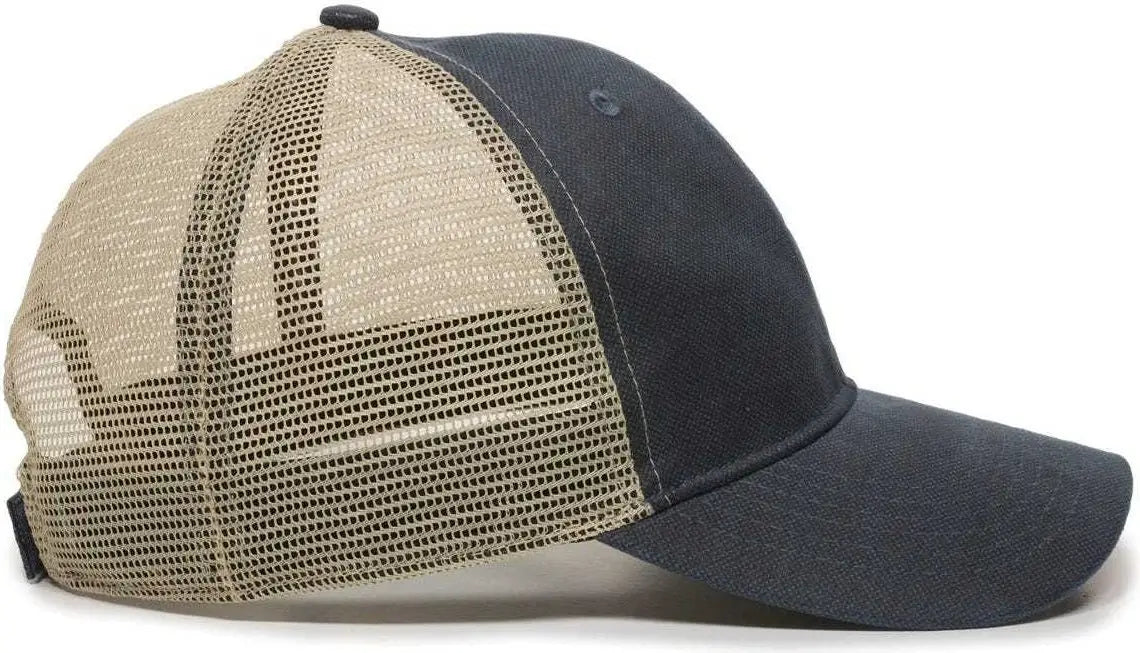 OC Sports WCV-100M Adjustable Mesh Back Weathered Look Cap - Navy Khaki - Navy Khaki / 6 7/8’’ - 7 1/2’’