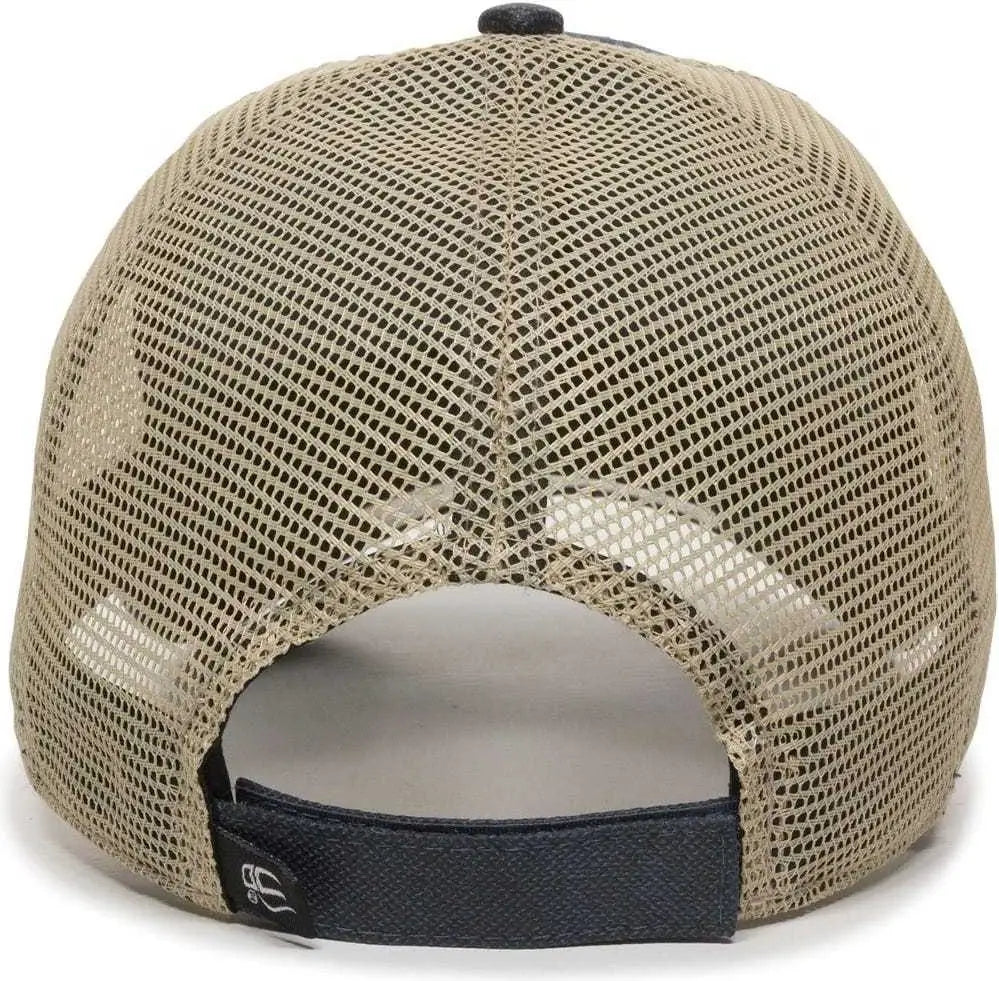 OC Sports WCV-100M Adjustable Mesh Back Weathered Look Cap - Navy Khaki - Navy Khaki / 6 7/8’’ - 7 1/2’’