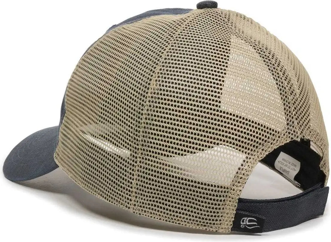 OC Sports WCV-100M Adjustable Mesh Back Weathered Look Cap - Navy Khaki - Navy Khaki / 6 7/8’’ - 7 1/2’’