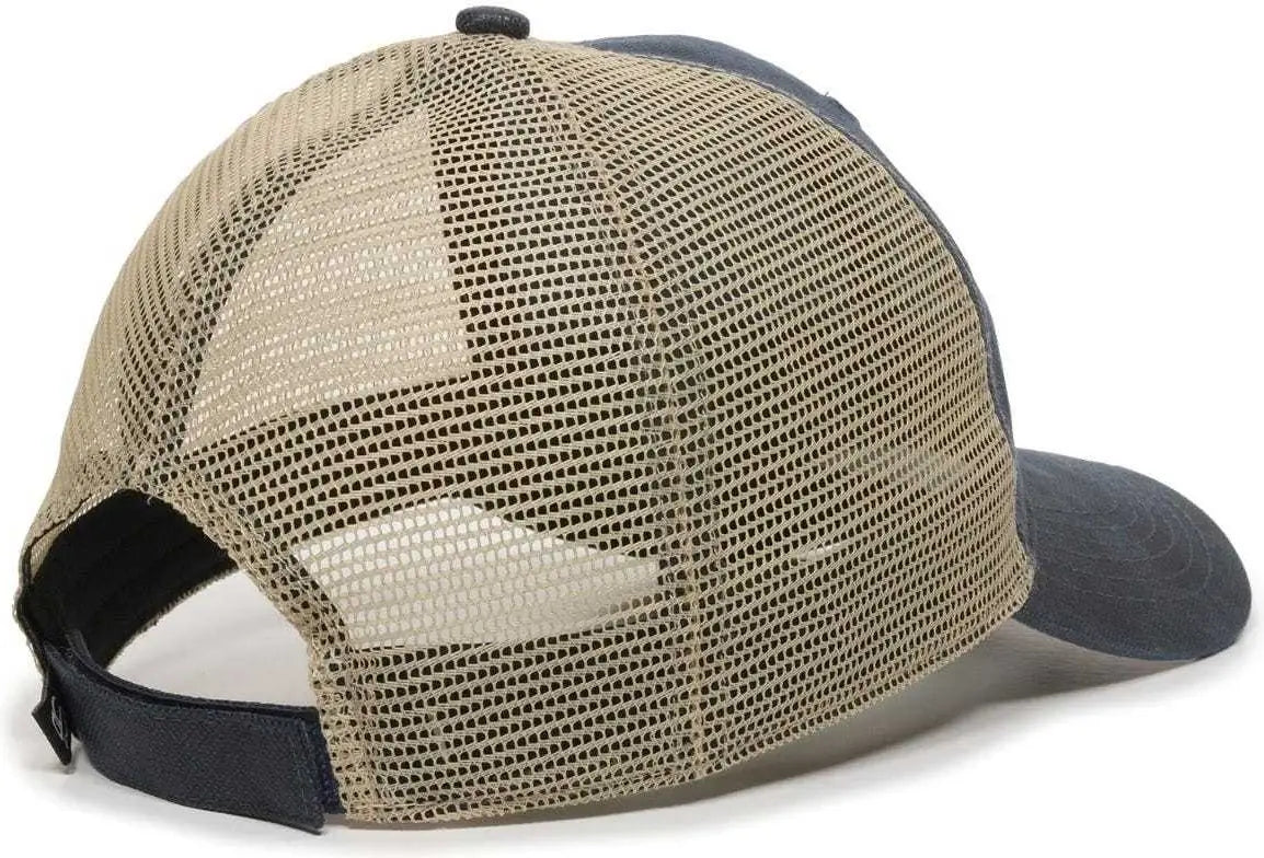 OC Sports WCV-100M Adjustable Mesh Back Weathered Look Cap - Navy Khaki - Navy Khaki / 6 7/8’’ - 7 1/2’’
