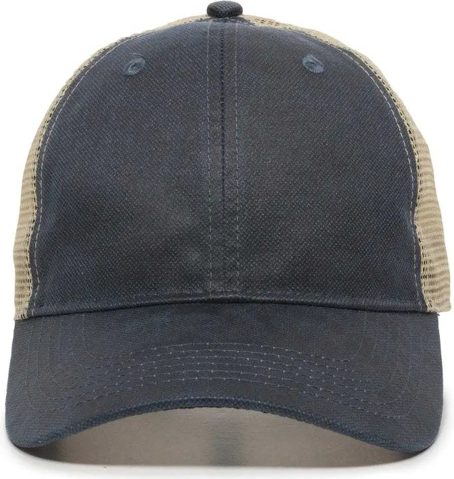OC Sports WCV-100M Adjustable Mesh Back Weathered Look Cap - Navy Khaki - Navy Khaki / 6 7/8’’ - 7 1/2’’