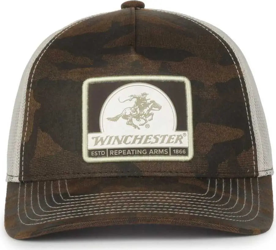 OC Sports WIN50 Wintester Mesh Back Pro Crown Cap - Brown Generic Woodland Camo Putty - Putty / OSFM