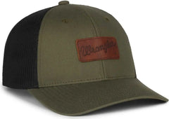 OC Sports WRA-103 Wranger Leather Patch Trucker Cap - Loden Black - Black / OSFM