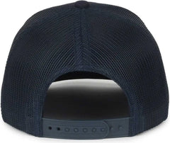 OC Sports WRA-103 Wranger Leather Patch Trucker Cap - Navy Navy - Navy / OSFM
