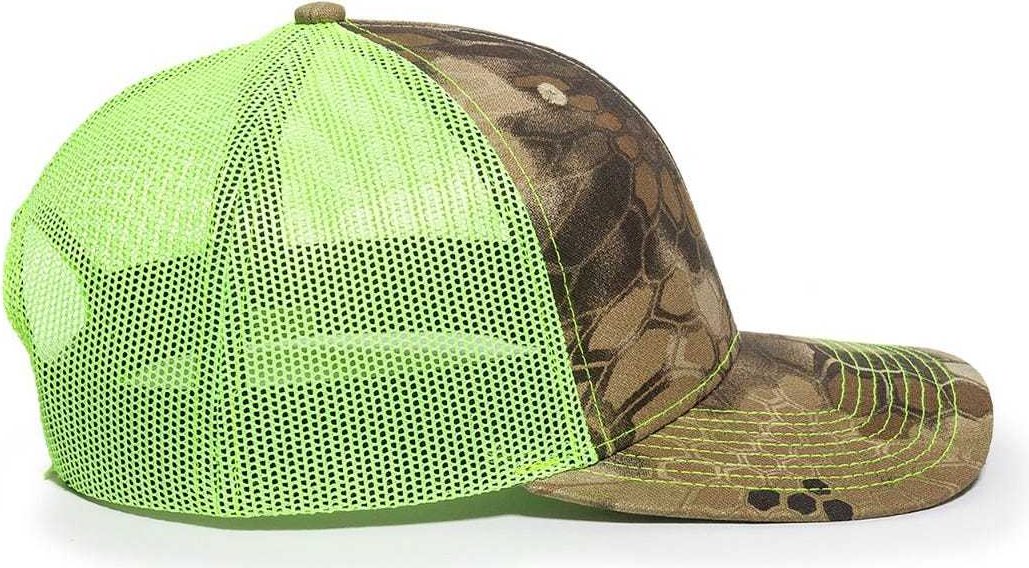 OC Sports OC771CAMO Adjustable Mesh Back Cap - Kryptek Highlander Neon Yellow | HIT a Double