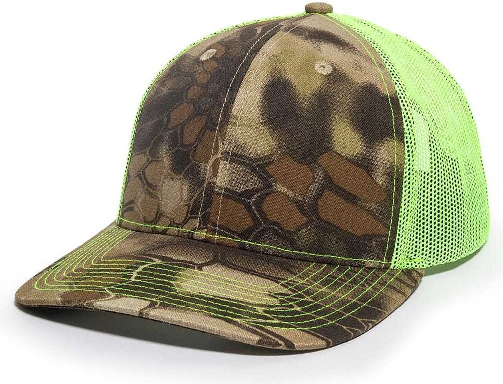 OC Sports OC771CAMO Adjustable Mesh Back Cap - Kryptek Highlander Neon Yellow | HIT a Double