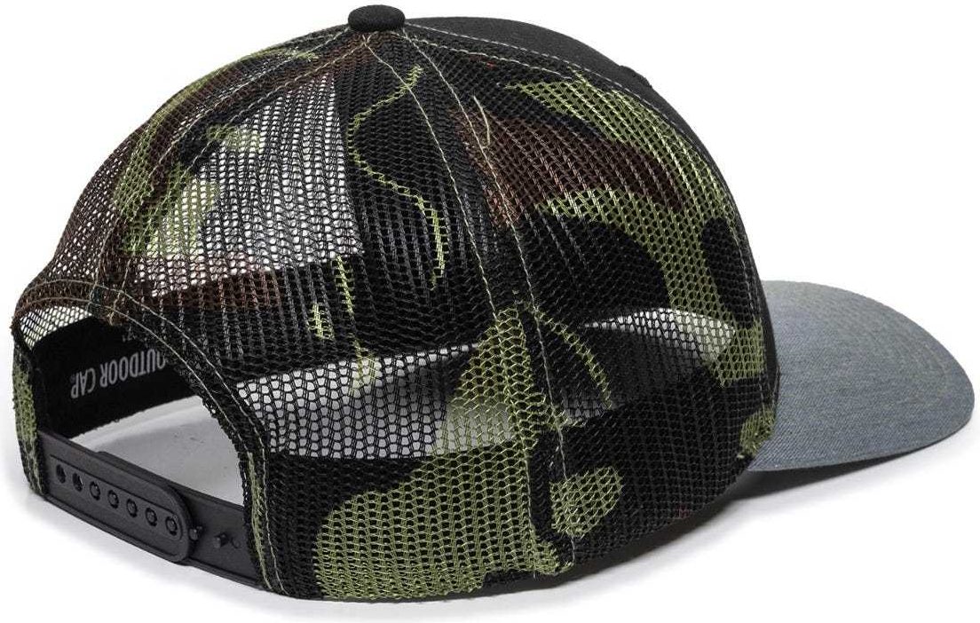 OC Sports OC771 Adjustable Mesh Back Cap - Black Generic Camo Heathered Gray | HIT a Double