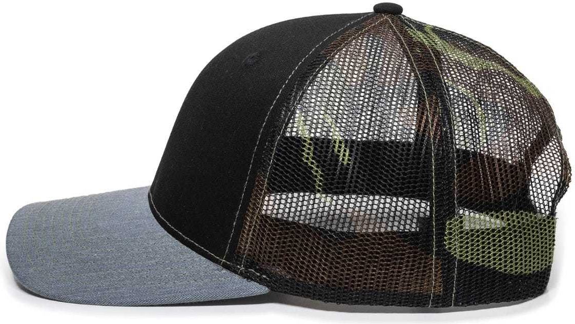 OC Sports OC771 Adjustable Mesh Back Cap - Black Generic Camo Heathered Gray | HIT a Double
