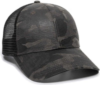 OC Sports OC802 Adjustable Etched Camo Canvas Front Panels Mesh Back Cap - Gray Black | HIT a Double