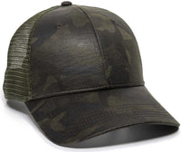 OC Sports OC802 Adjustable Etched Camo Canvas Front Panels Mesh Back Cap - Olive Olive | HIT a Double