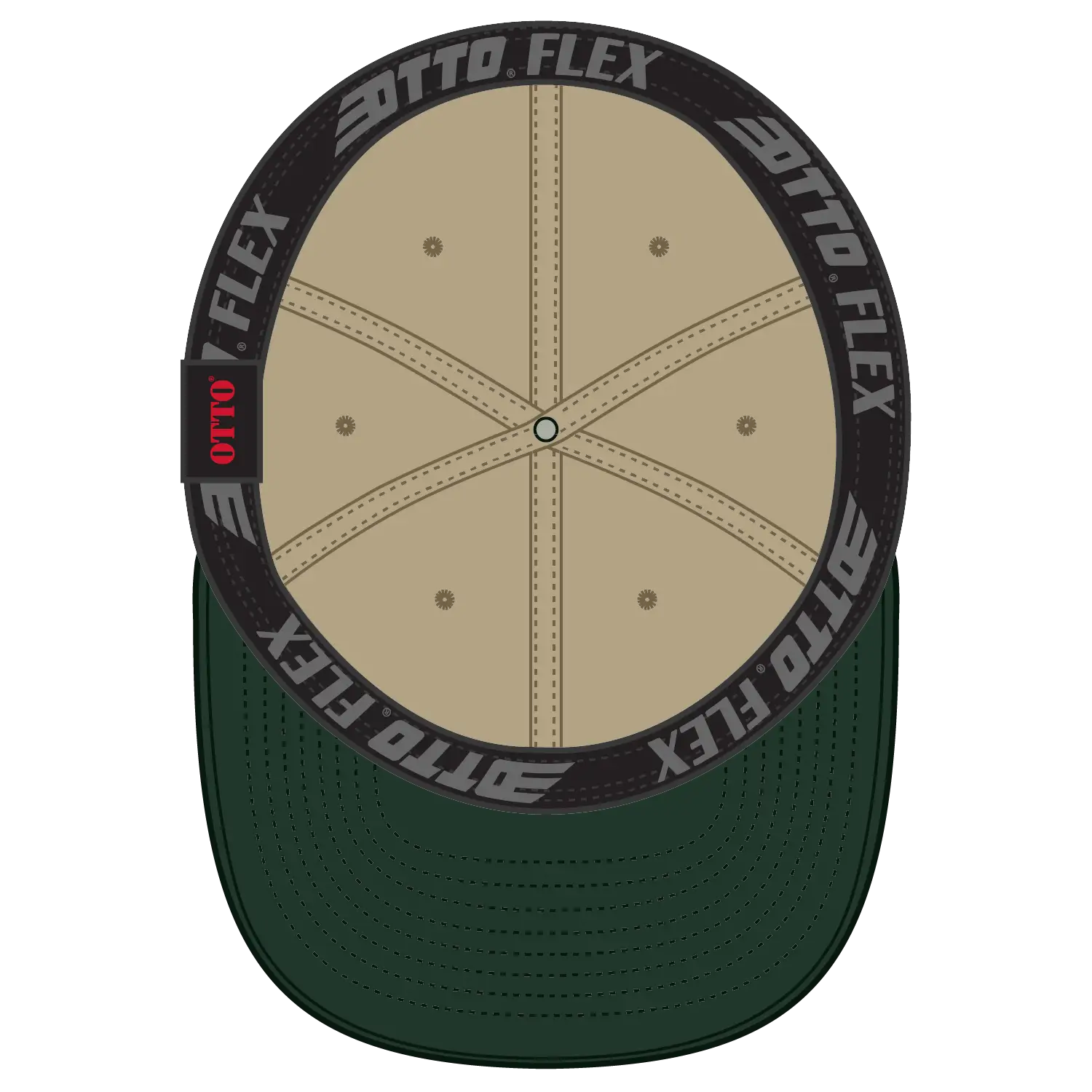 OTTO 10-271 ’OTTO Flex’ Fitted 6 Panel Low Profile Dad Cap - Dk.Grn/Kha - Dk.Grn/Kha / 7’’ - 7 1/4’’
