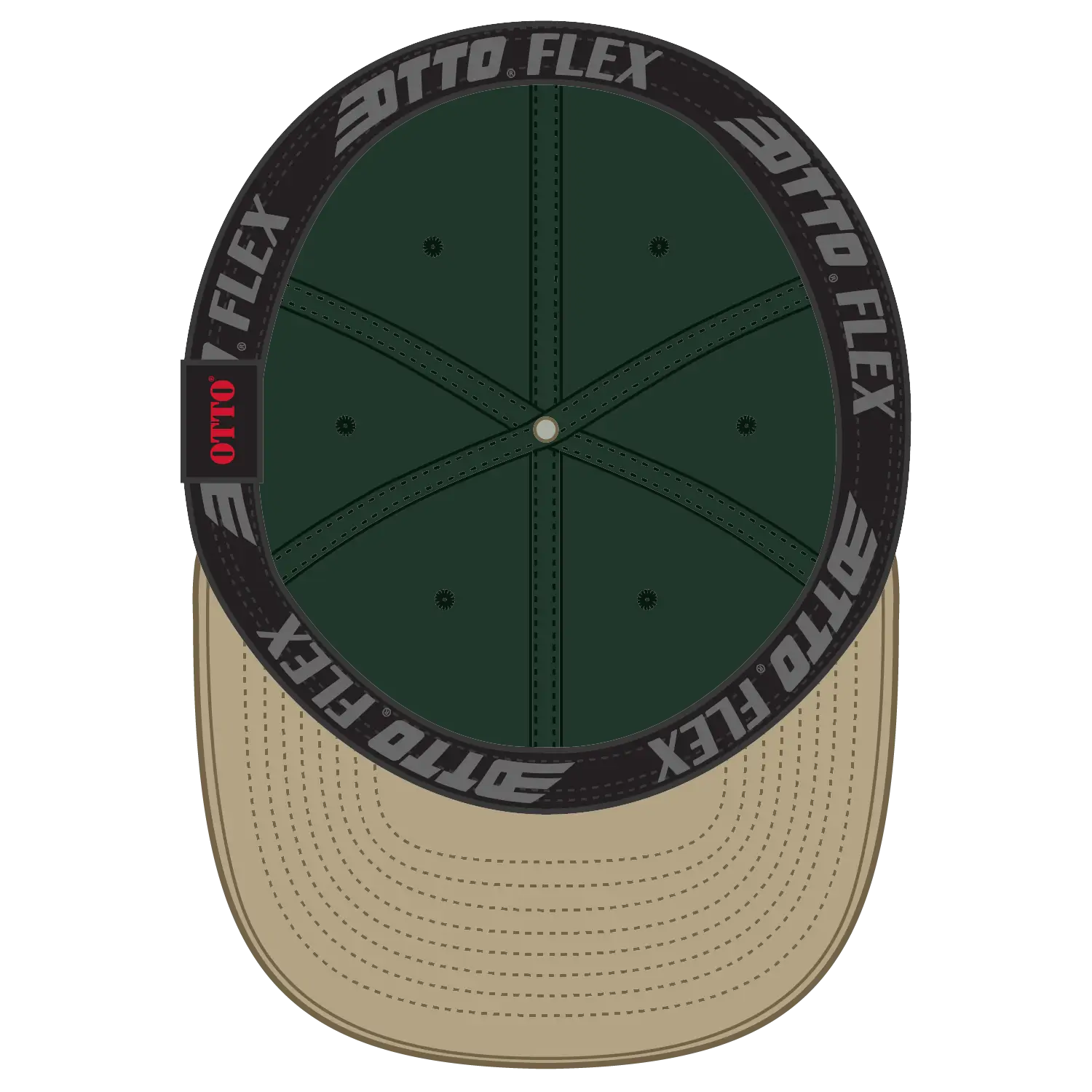 OTTO 10-271 ’OTTO Flex’ Fitted 6 Panel Low Profile Dad Cap - Kha/Dk.Grn