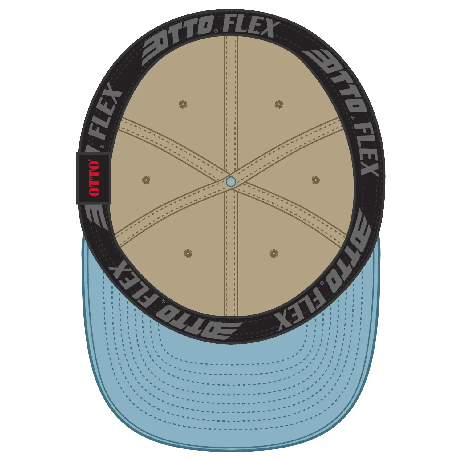 OTTO 10-271 ’OTTO Flex’ Fitted 6 Panel Low Profile Dad Cap - Sk.Blu/Kha