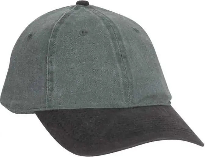 OTTO 10-271 Stretchable Washed Pigment Dyed Cotton Twill Low Profile Pro Style Soft Crown Cap - Black Dark Green