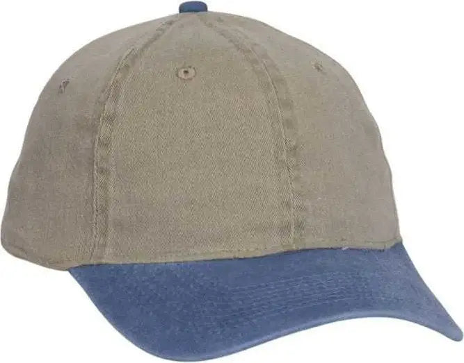 OTTO 10-271 Stretchable Washed Pigment Dyed Cotton Twill Low Profile Pro Style Soft Crown Cap - Sky Blue Khaki