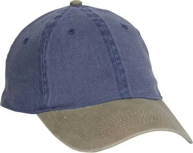 OTTO 10-271 Stretchable Washed Pigment Dyed Cotton Twill Low Profile Pro Style Soft Crown Cap - Khaki Navy - Khaki Navy