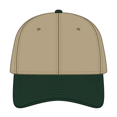 OTTO 10-275 ’OTTO Flex’ Fitted 6 Panel Low Profile Dad Cap - Dk.Grn/Kha - Dk.Grn/Kha / 7 3/8’’ - 7 5/8’