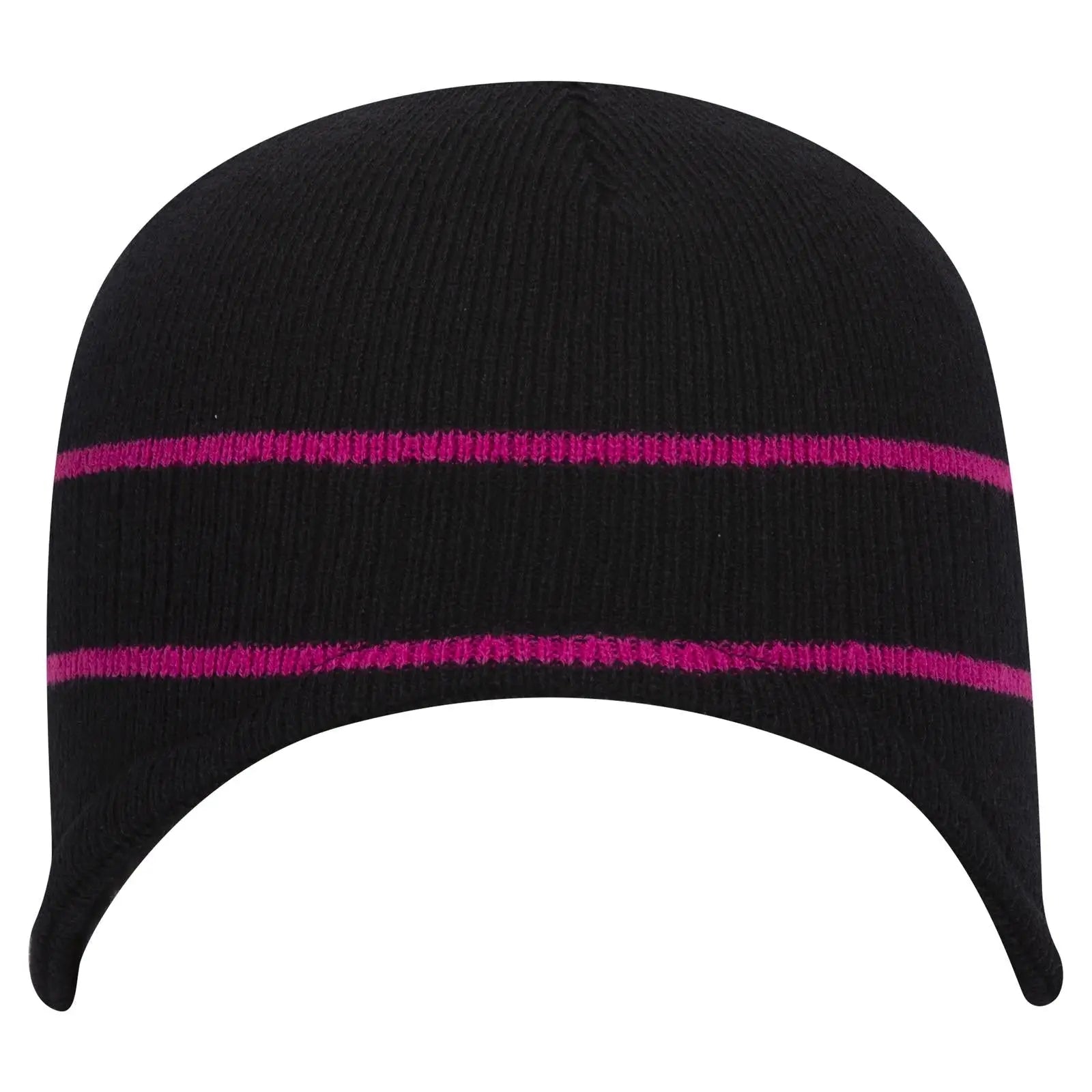 OTTO 100-630 Beanie With Stripes - Blk/H.Pnk - Blk/H.Pnk / 6 1/2’’ - 7 5/8’’