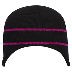 OTTO 100-630 Beanie With Stripes - Blk/H.Pnk - Blk/H.Pnk / 6 1/2’’ - 7 5/8’’