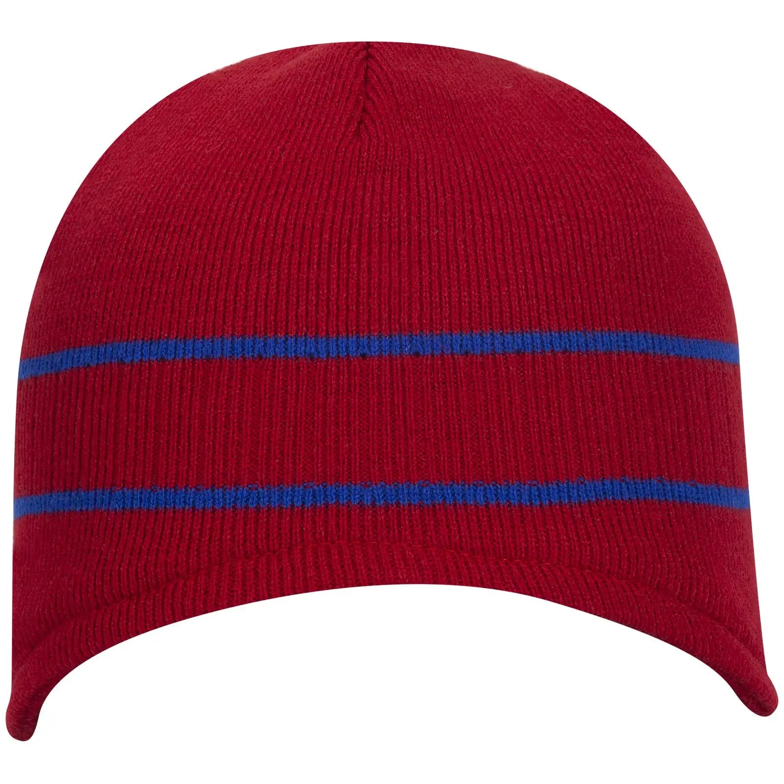 OTTO 100-630 Beanie With Stripes - Red/Ryl - Red/Ryl / 6 1/2’’ - 7 5/8’’