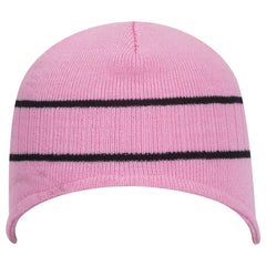 OTTO 100-630 Beanie With Stripes - S.Pnk/Blk - S.Pnk/Blk / 6 1/2’’ - 7 5/8’’