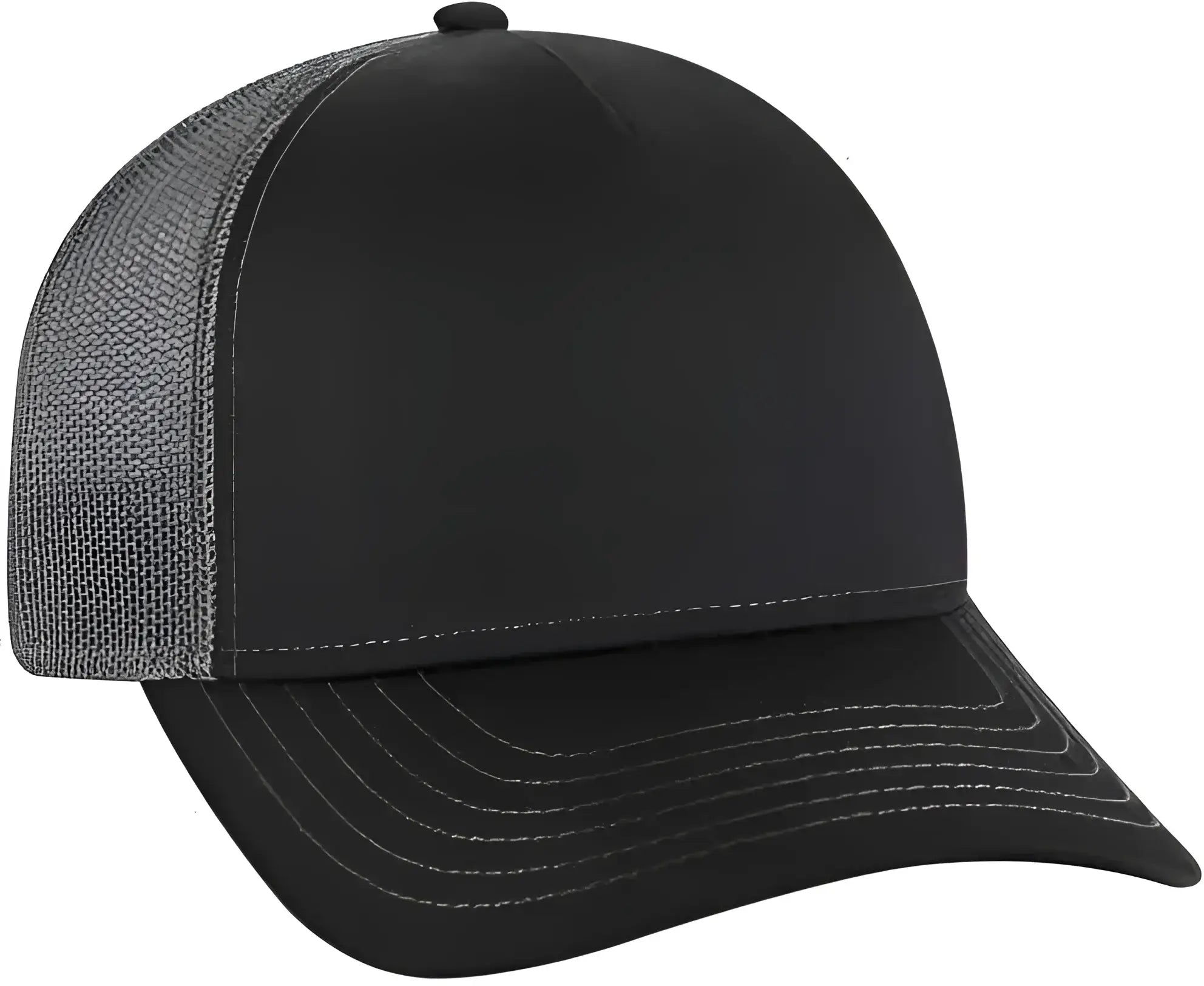 OTTO 102-1318 5 Panel Low Profile Mesh Back Trucker Cap - Black Black Charcoal - Black Dark Gray / One Size Fits Most
