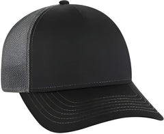 OTTO 102-1318 5 Panel Low Profile Mesh Back Trucker Cap - Black Black Charcoal - Black Dark Gray / One Size Fits Most