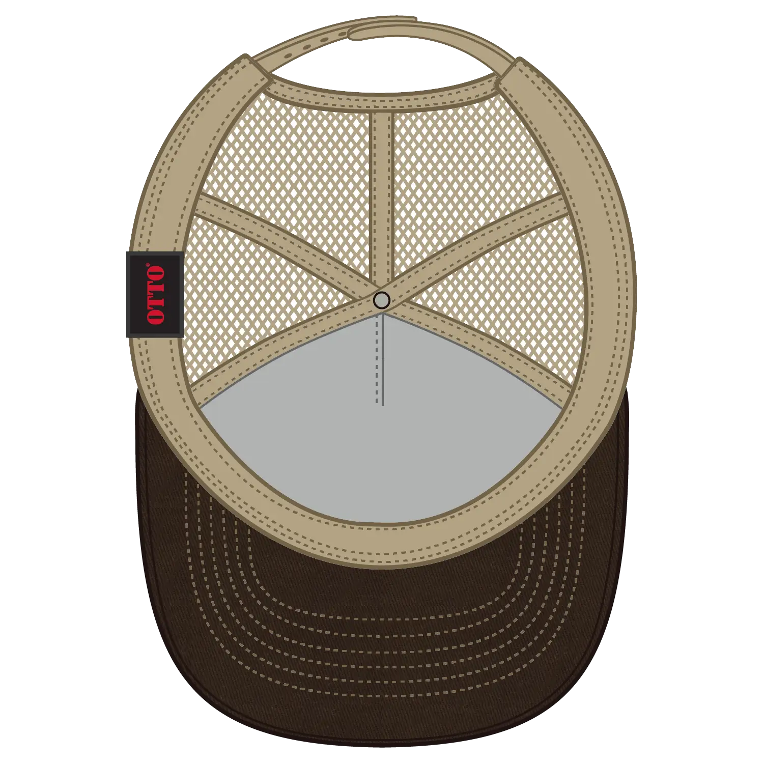 OTTO 102-664 5 Panel Low Profile Mesh Back Trucker Cap - Dk.Brn/Dk.Brn/Kha - Dk.Brn/Dk.Brn/Kha / 6 1/2’’ - 7 5/8’’