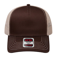 OTTO 102-664 5 Panel Low Profile Mesh Back Trucker Cap - Dk.Brn/Dk.Brn/Kha - Dk.Brn/Dk.Brn/Kha / 6 1/2’’ - 7 5/8’’