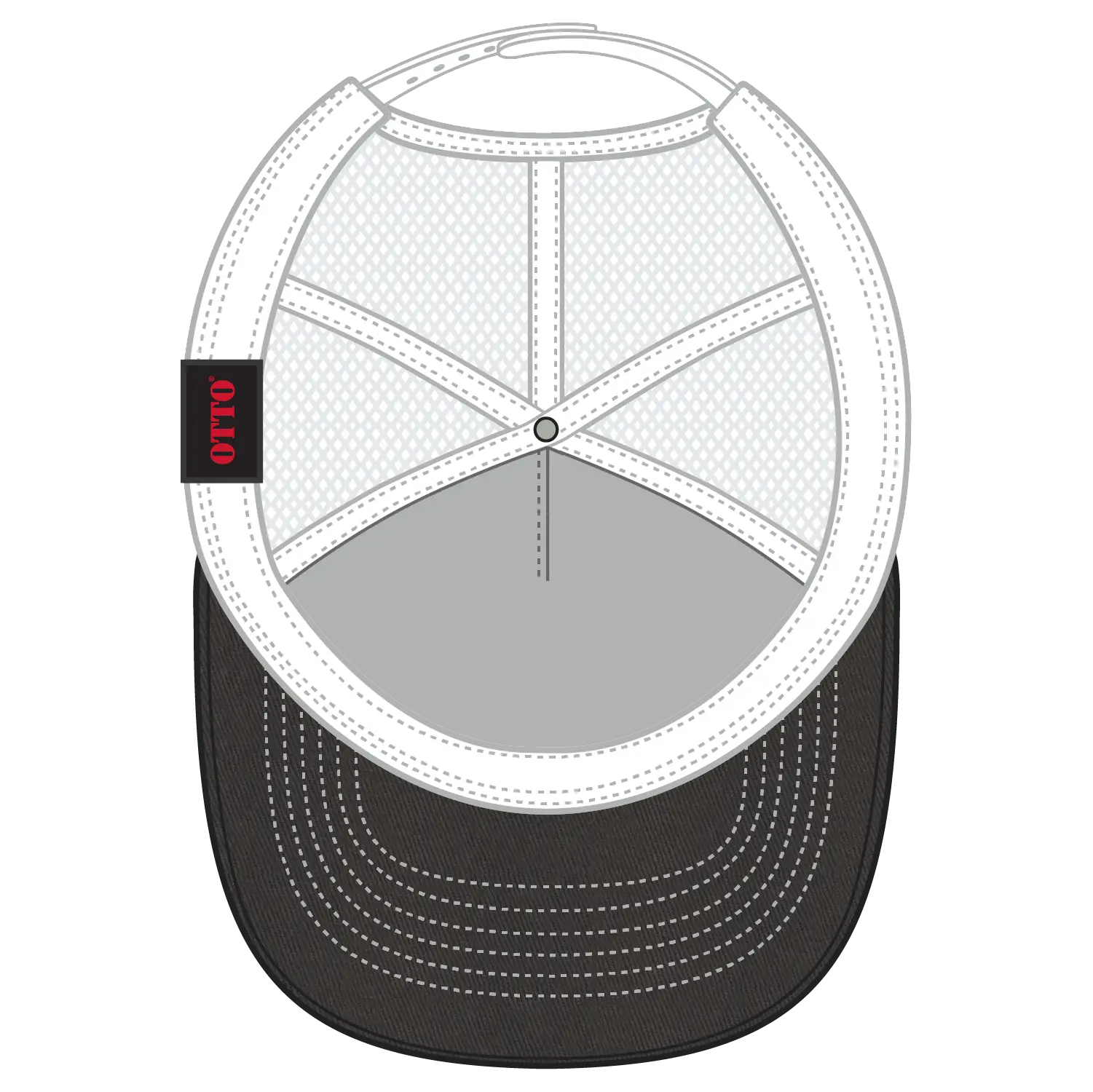 OTTO 102-664 5 Panel Low Profile Mesh Back Trucker Cap - Ch.Gry/Ch.Gry/Wht - Ch.Gry/Ch.Gry/Wht / 6 1/2’’ - 7 5/8’’