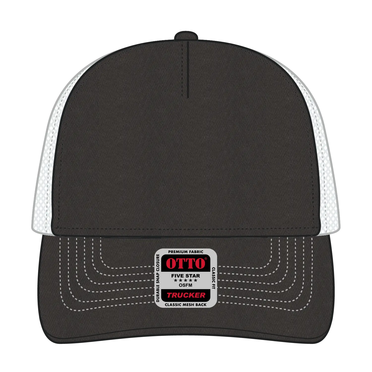 OTTO 102-664 5 Panel Low Profile Mesh Back Trucker Cap - Ch.Gry/Ch.Gry/Wht - Ch.Gry/Ch.Gry/Wht / 6 1/2’’ - 7 5/8’’