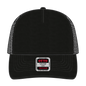 OTTO 102-664 5 Panel Low Profile Mesh Back Trucker Cap - Black - Black / 6 1/2’’ - 7 5/8’’