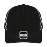 OTTO 102-664 5 Panel Low Profile Mesh Back Trucker Cap - Black - Black / 6 1/2’’ - 7 5/8’’