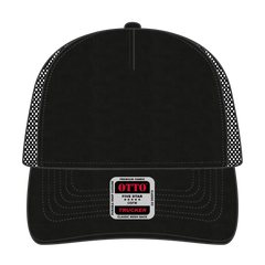 OTTO 102-664 5 Panel Low Profile Mesh Back Trucker Cap - Black - Black / 6 1/2’’ - 7 5/8’’