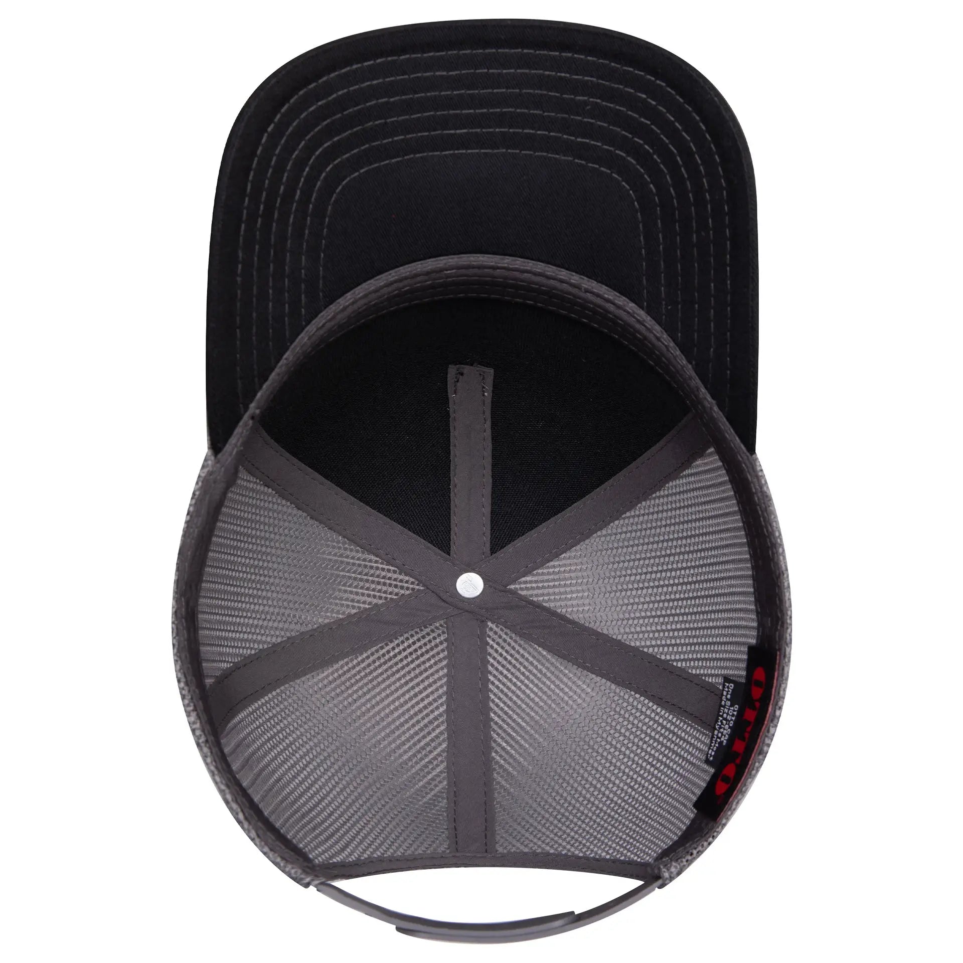 OTTO 102-664 5 Panel Low Profile Mesh Back Trucker Cap - Blk/Blk/Ch.Gry - Blk/Blk/Ch.Gry / 6 1/2’’ - 7 5/8’’