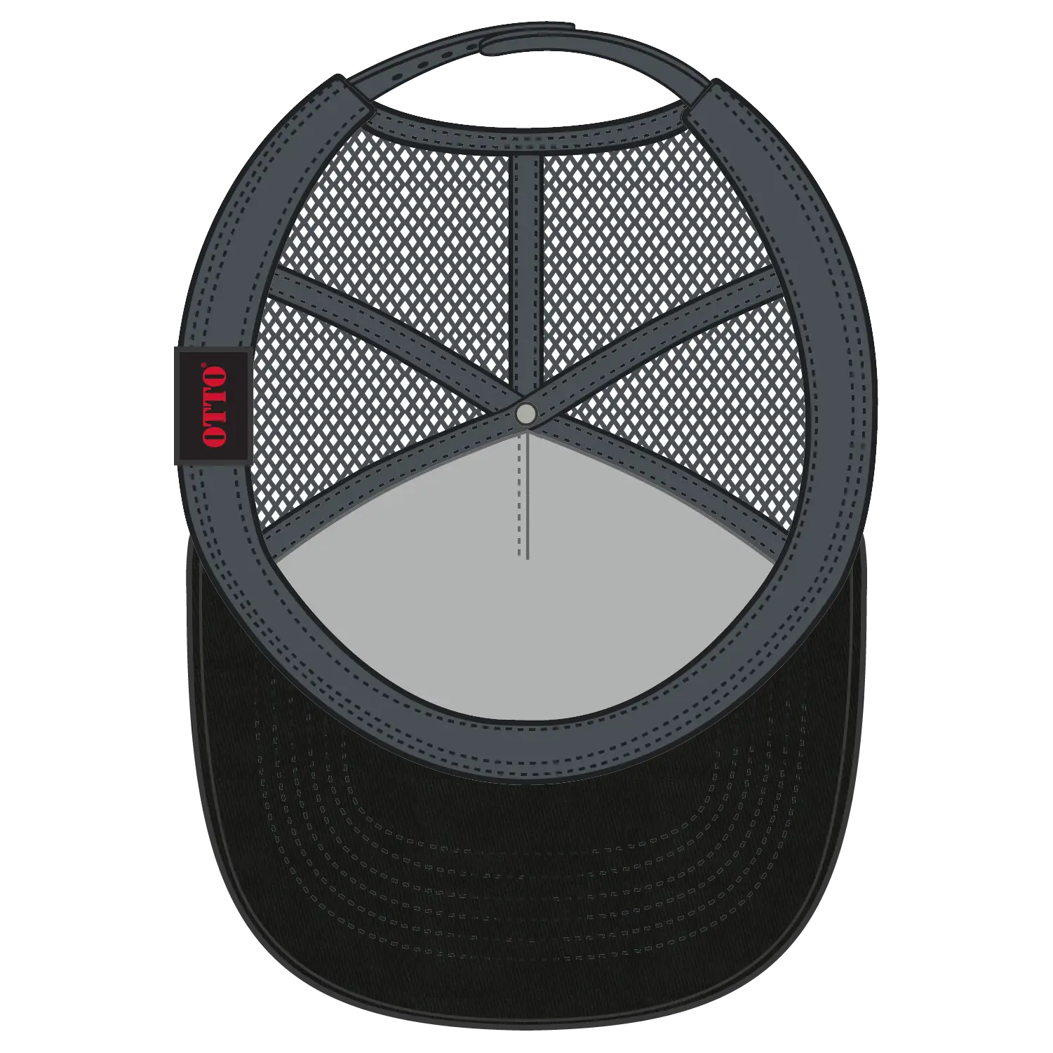 OTTO 102-664 5 Panel Low Profile Mesh Back Trucker Cap - Blk/Blk/Ch.Gry - Blk/Blk/Ch.Gry / 6 1/2’’ - 7 5/8’’