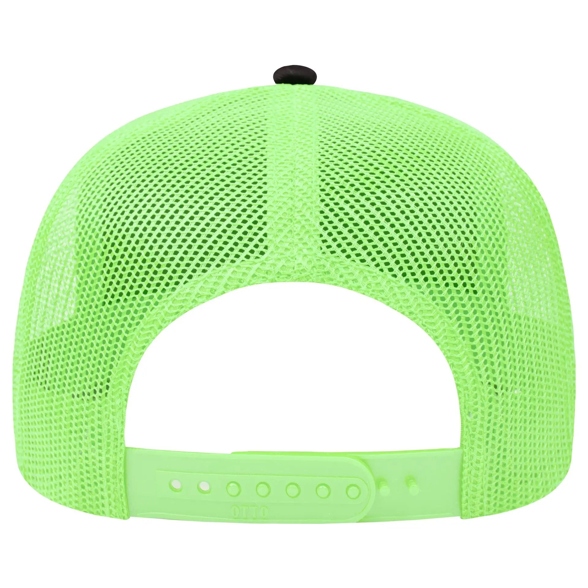 OTTO 102-664 5 Panel Low Profile Mesh Back Trucker Cap - Blk/Blk/N.Grn - Blk/Blk/N.Grn / 6 1/2’’ - 7 5/8’’