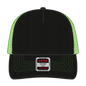 OTTO 102-664 5 Panel Low Profile Mesh Back Trucker Cap - Blk/Blk/N.Grn - Blk/Blk/N.Grn / 6 1/2’’ - 7 5/8’’