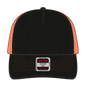 OTTO 102-664 5 Panel Low Profile Mesh Back Trucker Cap - Blk/Blk/N Org - Blk/Blk/N Org / 6 1/2’’ - 7 5/8’’