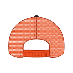 OTTO 102-664 5 Panel Low Profile Mesh Back Trucker Cap - Blk/Blk/N Org - Blk/Blk/N Org / 6 1/2’’ - 7 5/8’’