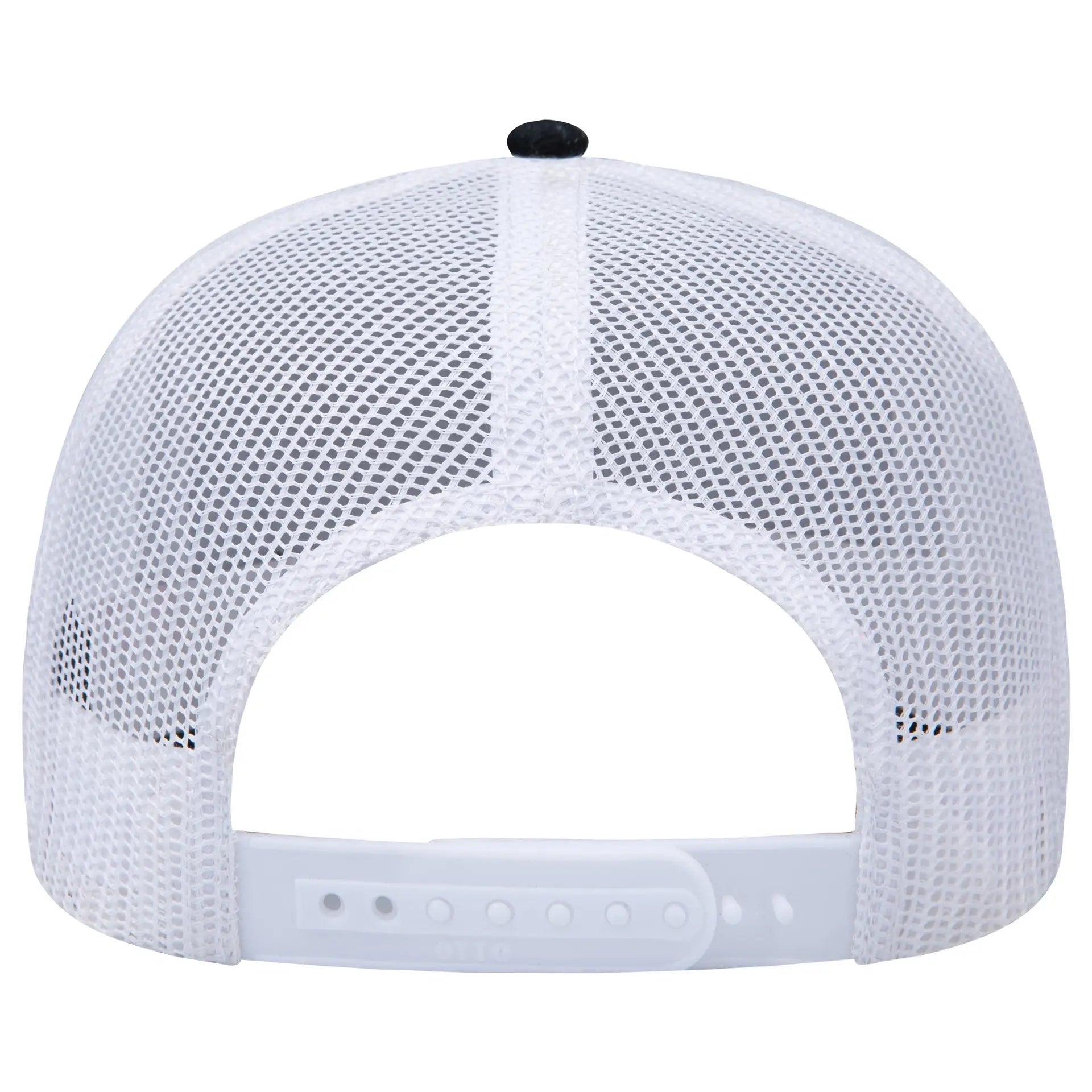 OTTO 102-664 5 Panel Low Profile Mesh Back Trucker Cap - Blk/Blk/Wht - Blk/Blk/Wht / 6 1/2’’ - 7 5/8’’