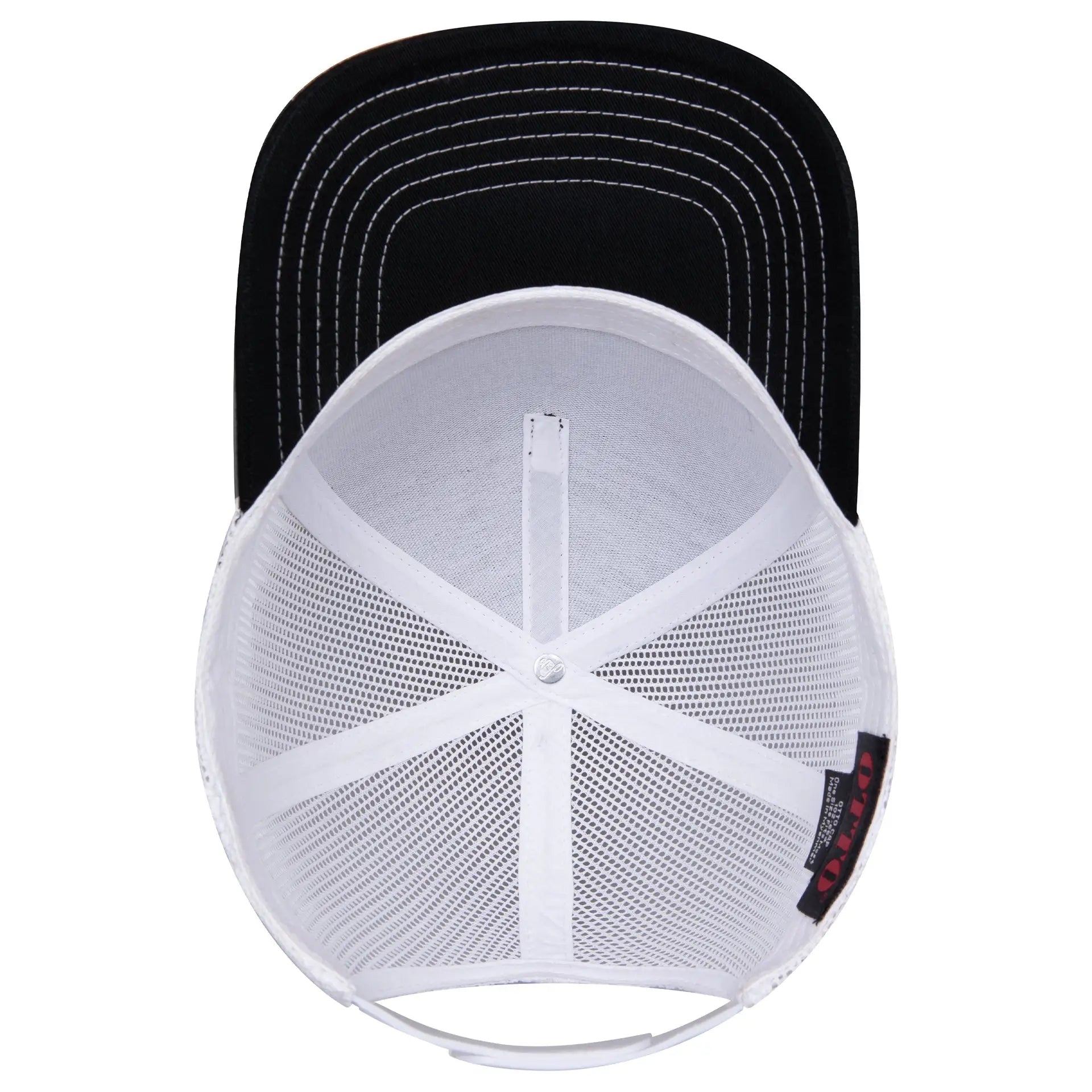 OTTO 102-664 5 Panel Low Profile Mesh Back Trucker Cap - Blk/Blk/Wht - Blk/Blk/Wht / 6 1/2’’ - 7 5/8’’