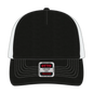 OTTO 102-664 5 Panel Low Profile Mesh Back Trucker Cap - Blk/Blk/Wht - Blk/Blk/Wht / 6 1/2’’ - 7 5/8’’