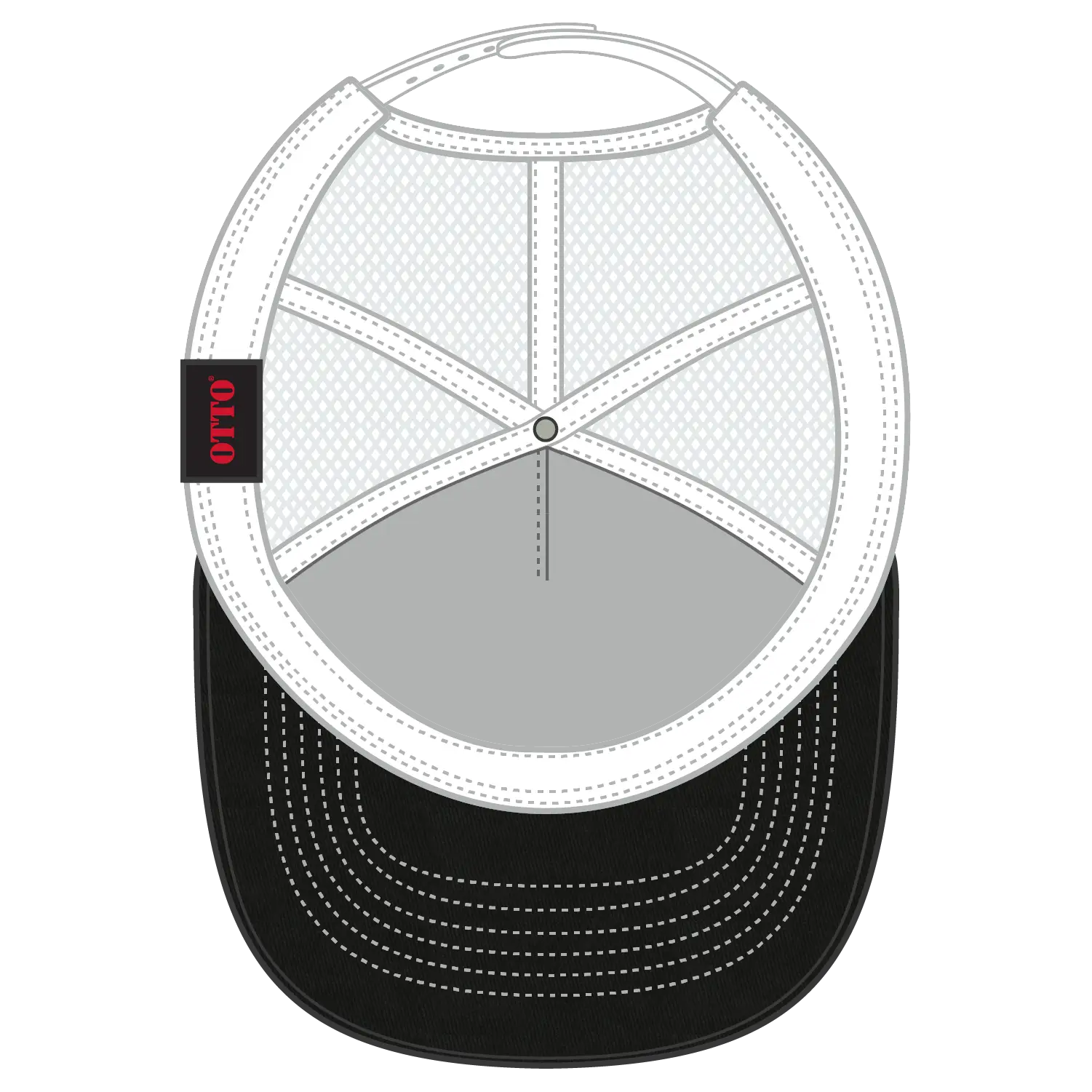 OTTO 102-664 5 Panel Low Profile Mesh Back Trucker Cap - Blk/Blk/Wht - Blk/Blk/Wht / 6 1/2’’ - 7 5/8’’