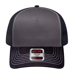 OTTO 102-664 5 Panel Low Profile Mesh Back Trucker Cap - Blk/Ch.Gry/Blk - Blk/Ch.Gry/Blk / 6 1/2’’ - 7 5/8’’