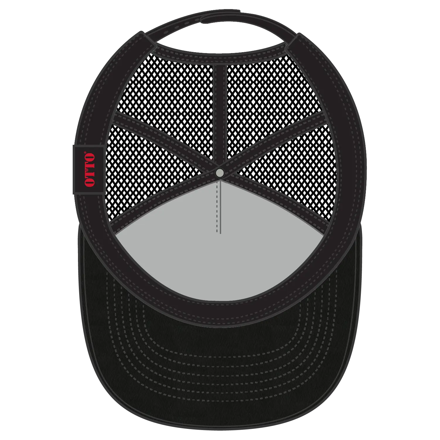 OTTO 102-664 5 Panel Low Profile Mesh Back Trucker Cap - Blk/Ch.Gry/Blk - Blk/Ch.Gry/Blk / 6 1/2’’ - 7 5/8’’