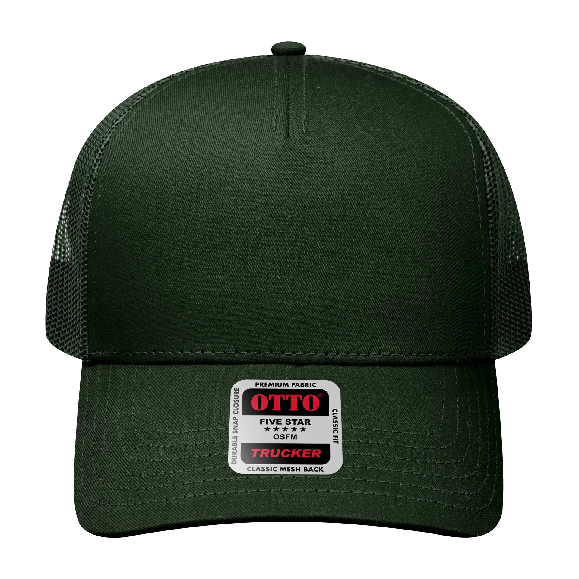 OTTO 102-664 5 Panel Low Profile Mesh Back Trucker Cap - Dk. Green - Dk. Green / 6 1/2’’ - 7 5/8’’