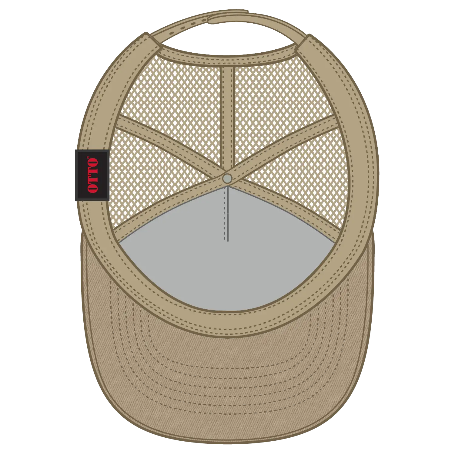 OTTO 102-664 5 Panel Low Profile Mesh Back Trucker Cap - Khaki - Khaki / 6 1/2’’ - 7 5/8’’